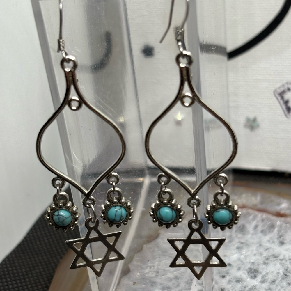 Silver and Turquoise Dangle Earrings
